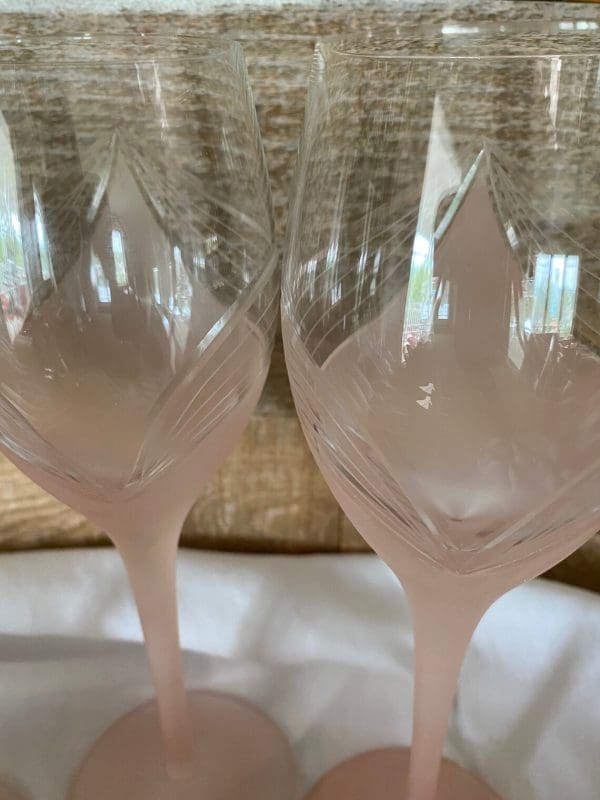 vintage pink wine glasses set of four clear tops