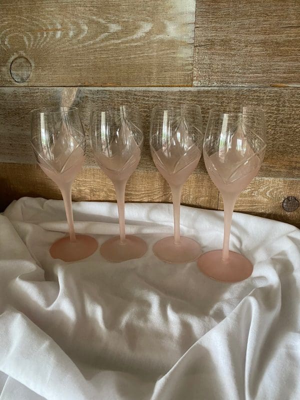 vintage pink wine glasses set of four cut crystal