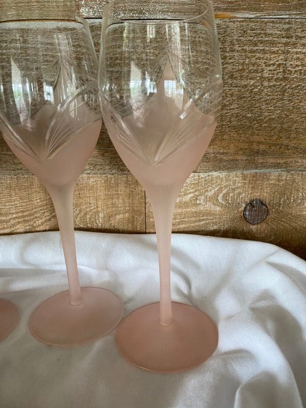 vintage pink wine glasses set of four close cut crystal