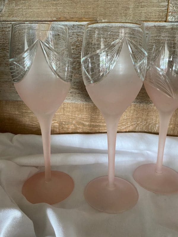 vintage pink wine glasses set of four frosted pink