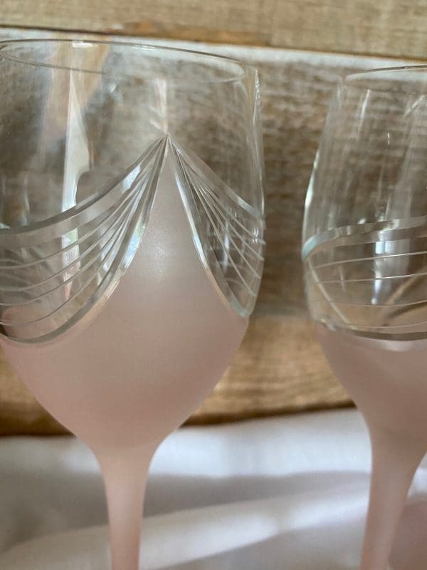 vintage pink wine glasses set of four cut