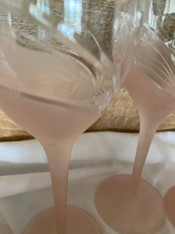 vintage pink wine glasses set of four pink frosted