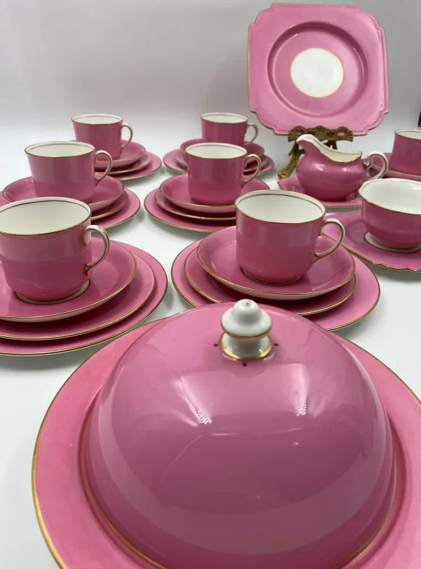 pink vintage tea set Aynsley Lunch Service for Six