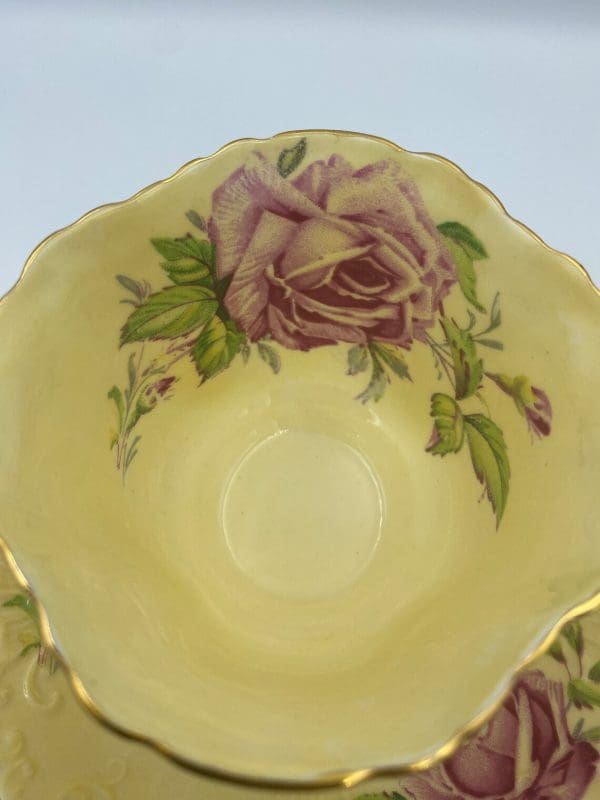 Aynsley cabbage rose close inner of tea cup