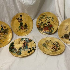 bamboo wall decor Asian decor plates set of six