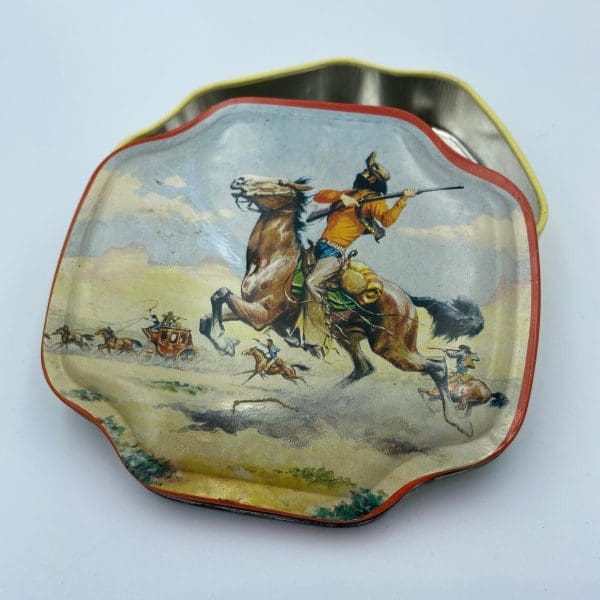 vintage candy tins Western Themed cover off