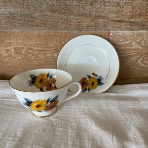 flowered tea cups Black Eye Susan cup and saucer