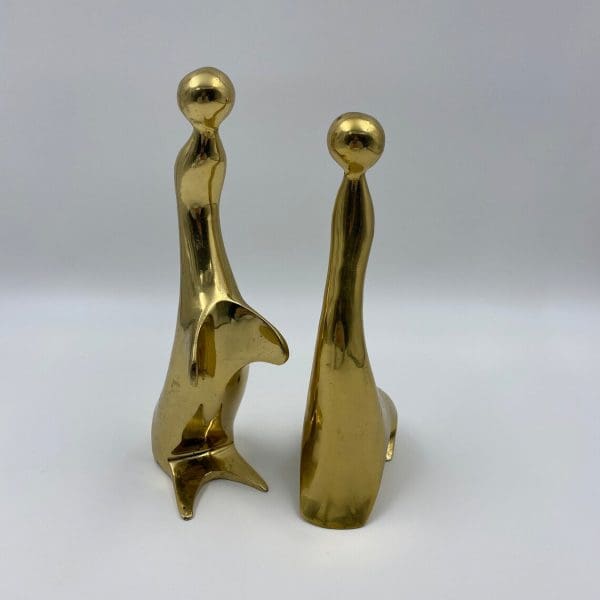 vintage brass figurines pair of sea lions