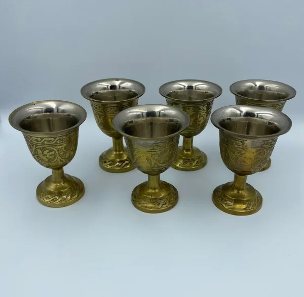 brass shot glasses set of six