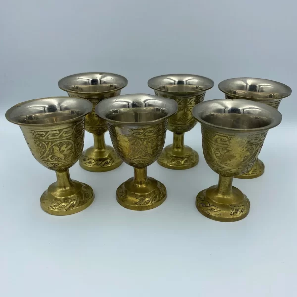 brass shot glasses front