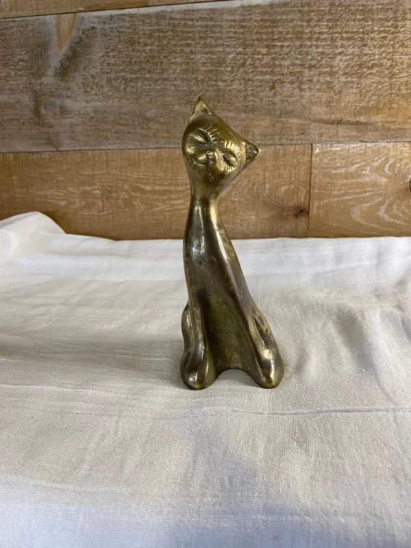 vintage brass cat front