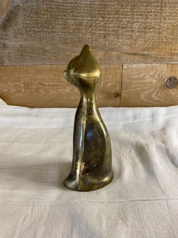 vintage brass cat left side