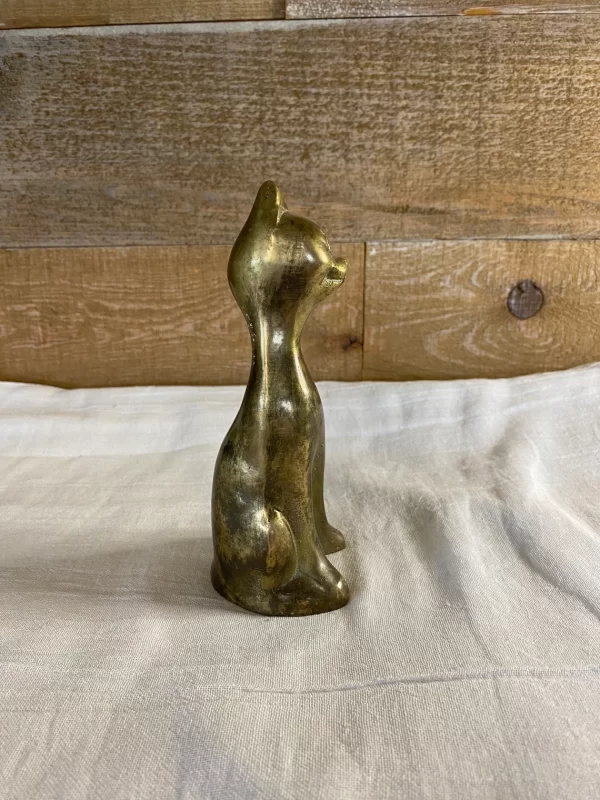 vintage brass cat right side