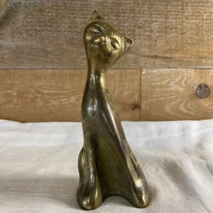 vintage brass cat head tilted