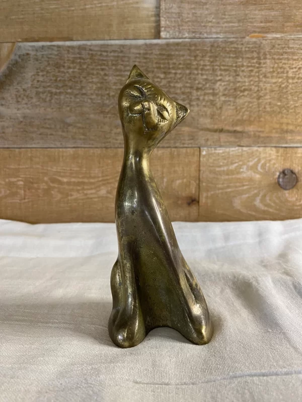 vintage brass cat head tilted