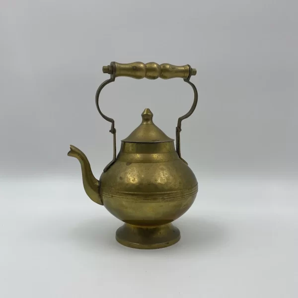 vintage brass teapot left side