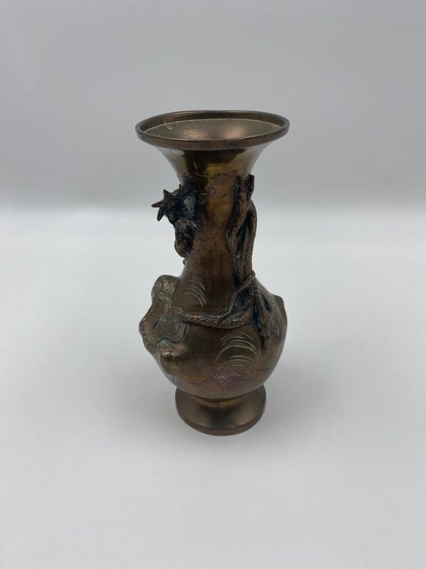 antique Japanese bronze vase left side dragon body