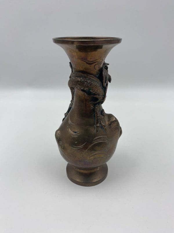 antique Japanese bronze vase back