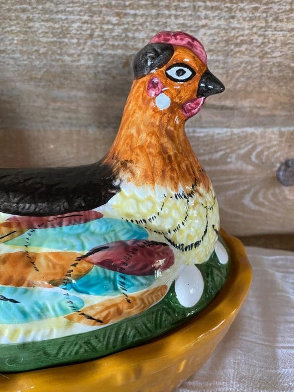 chicken egg holder Hen Chicken On Nest ceramic hand painted head