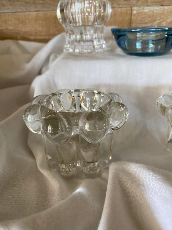 vintage glass candle holder close of one