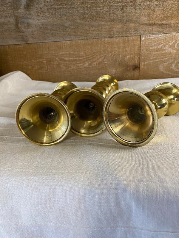 vintage brass candle holder set of three bottom