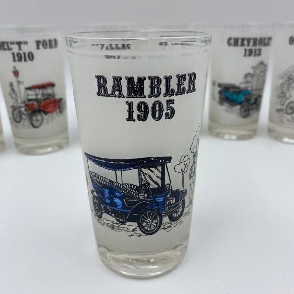 antique car drinking glasses front Rambler 1905