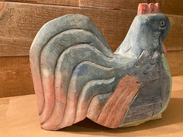 wooden rooster decor back