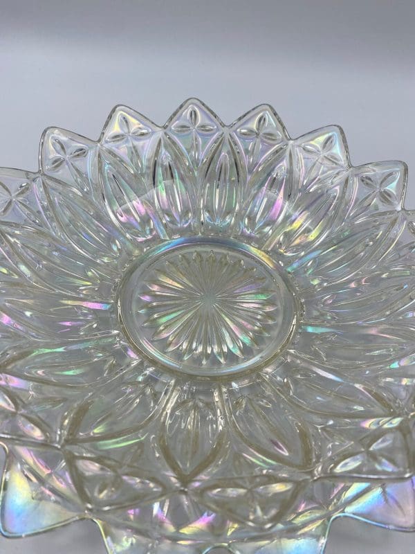 iridescent carnival glass close view showing color