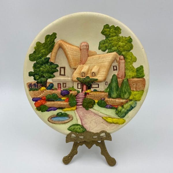 vintage hand painted plates cottage