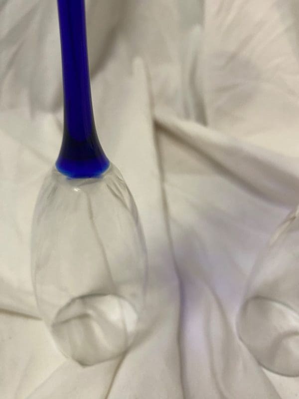 vintage champagne flutes clear with blue