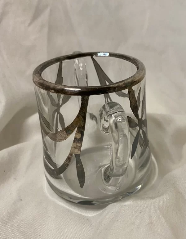 silver overlay glassware Sterling Silver Embellished Double Handled sugar dish right handle