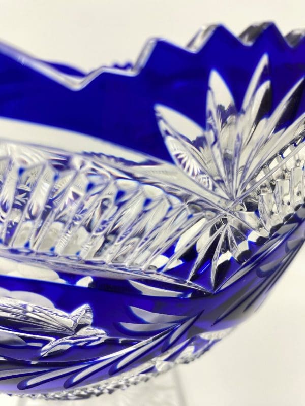 cobalt blue crystal bowl close to cut