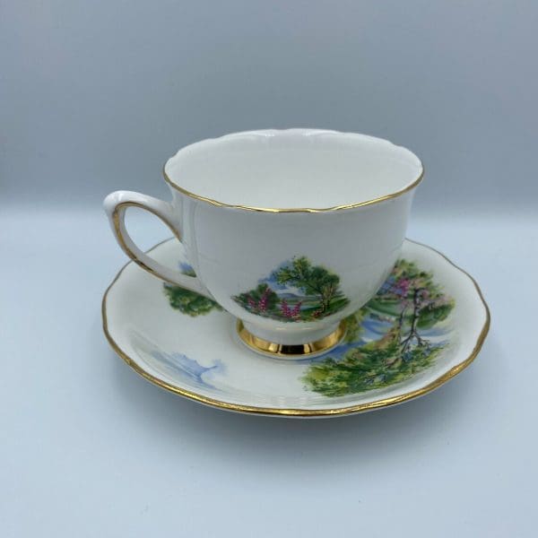 Colclough china tea cup and saucer back showing waterfront scene