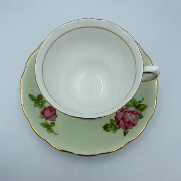 mint green tea cups Colclough Green Tea Cup and Saucer with Pink Roses top