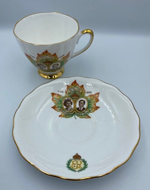 Queen Elizabeth tea cup Royal visit to Canada 1959 cup and saucer set