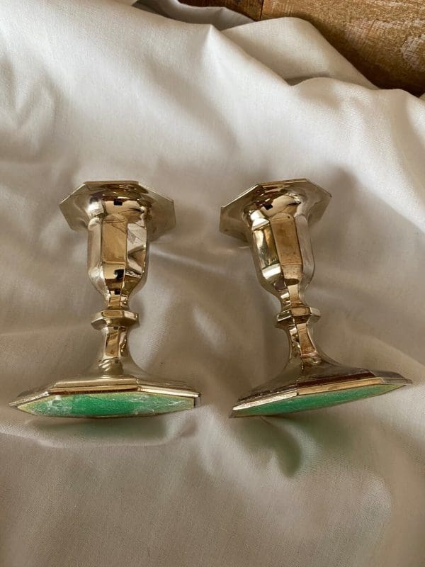 silver plate candle holders Condisco on sides