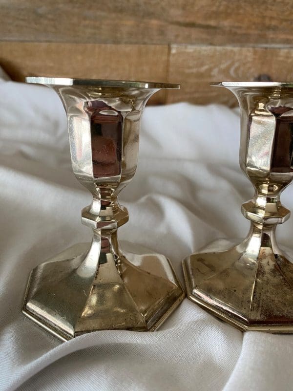 silver plate candle holders Condisco close