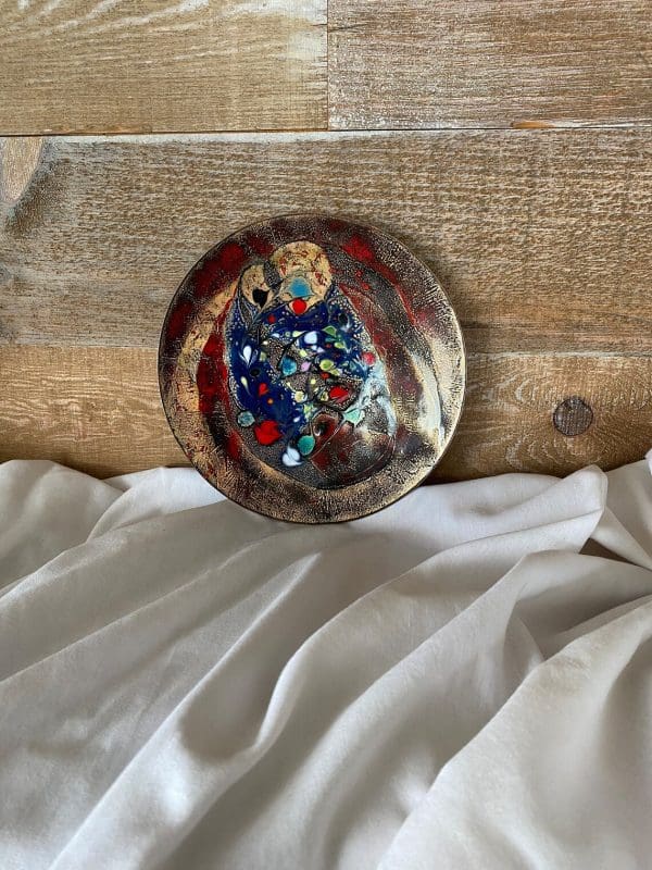 enamel copper plate abstract design multi color