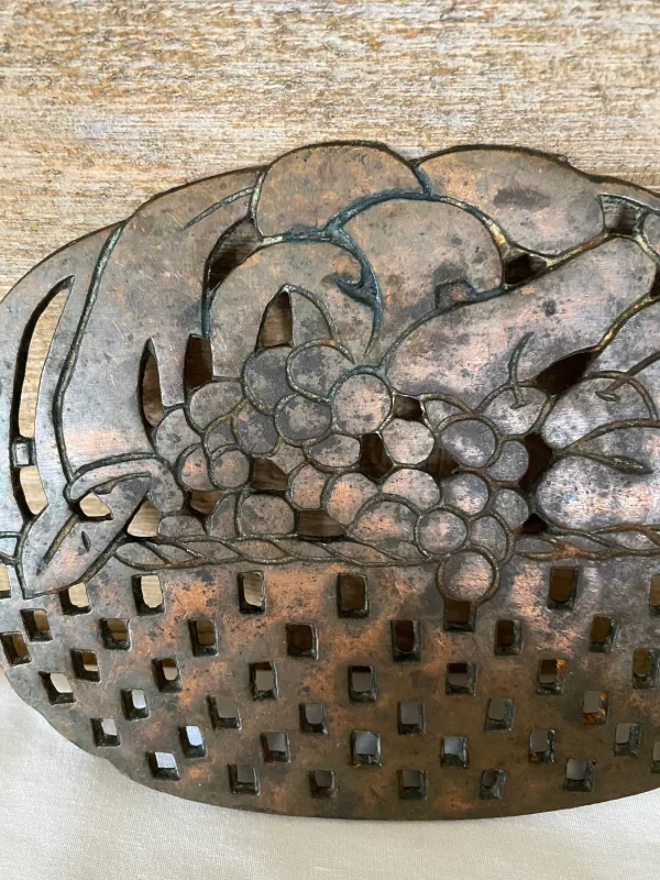 vintage trivets copper fruit basket shape