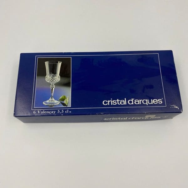 crystal dessert wine glasses in original box cristal d'arques