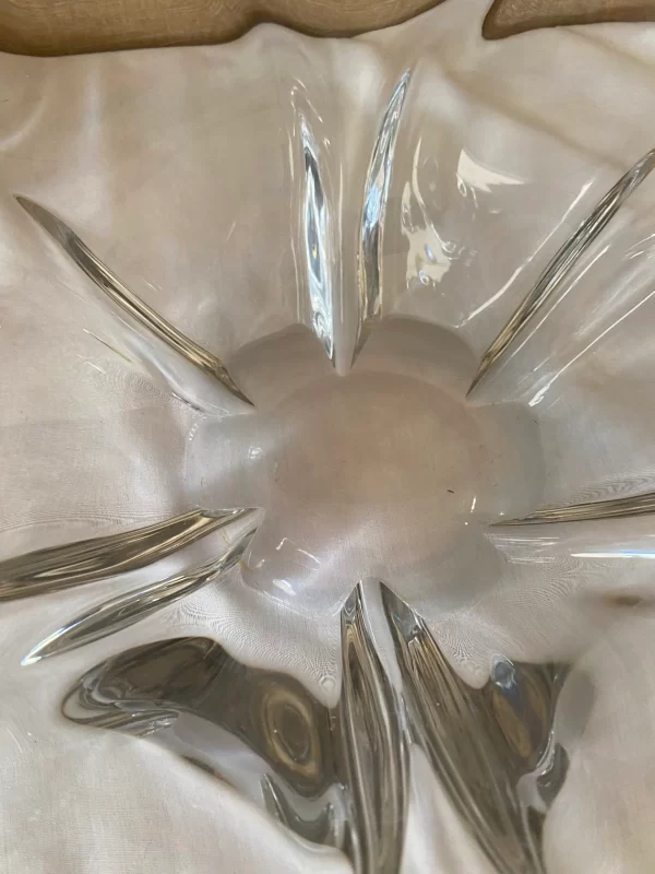 Cristallerie Lorraine large free form hand blown glass bowl clear