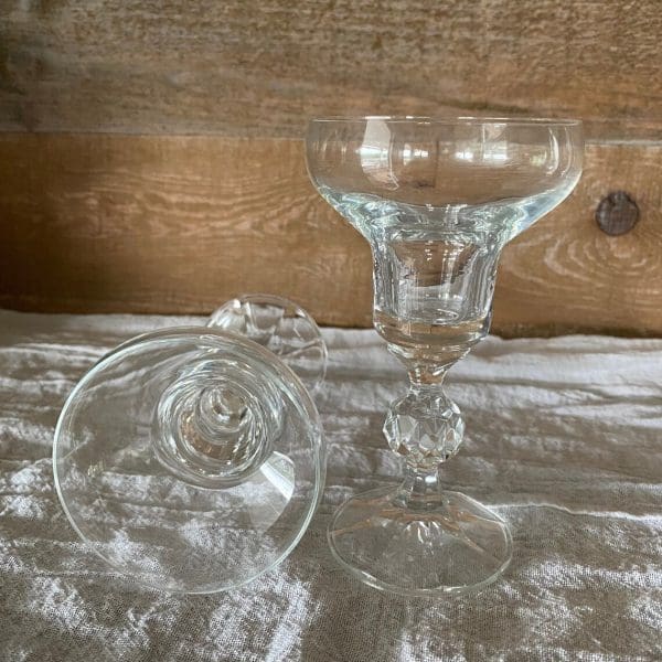 vintage crystal champagne coupes with crystal ball stem