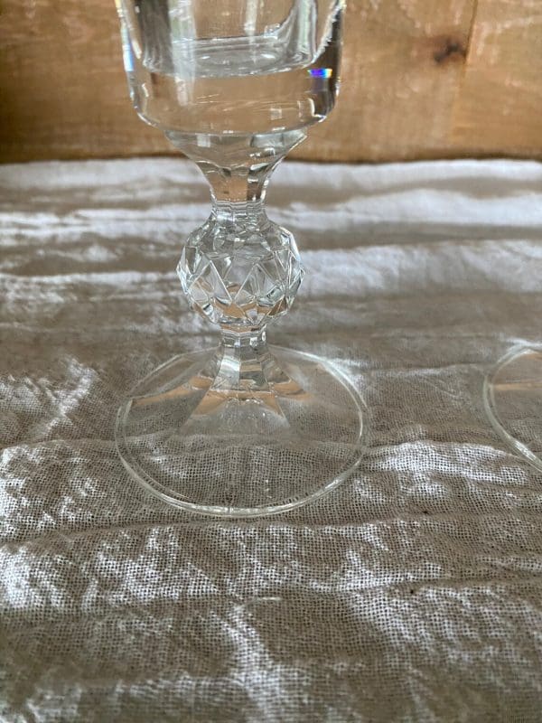 vintage crystal champagne coupes with crystal ball stem close ball stem