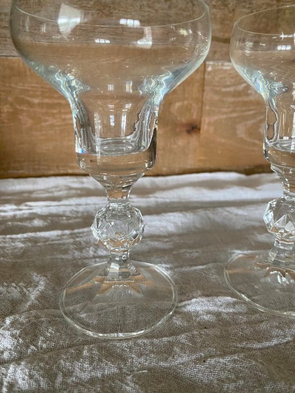 vintage crystal champagne coupes with crystal ball stem unique