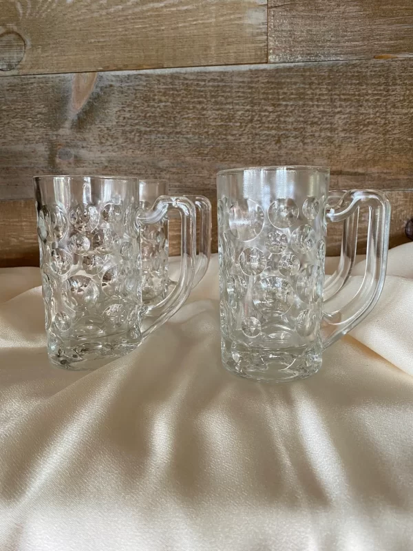 vintage glass beer mugs set of four