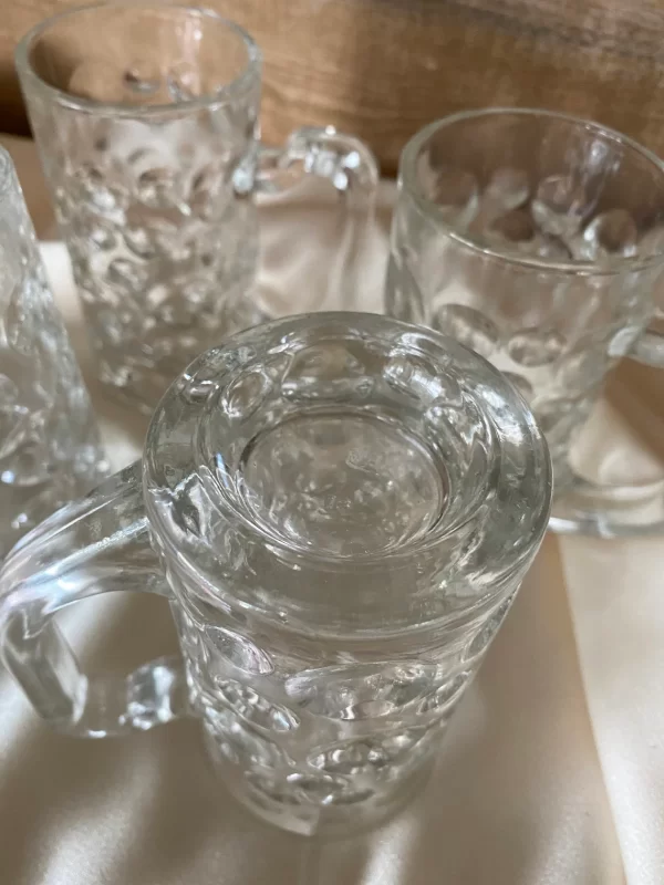 vintage glass beer mugs upside down