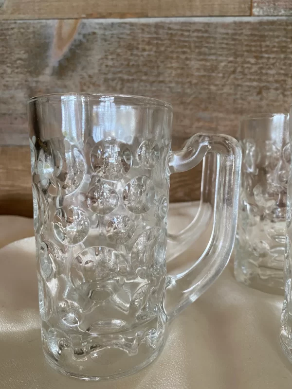 vintage glass beer mugs with embossed dots