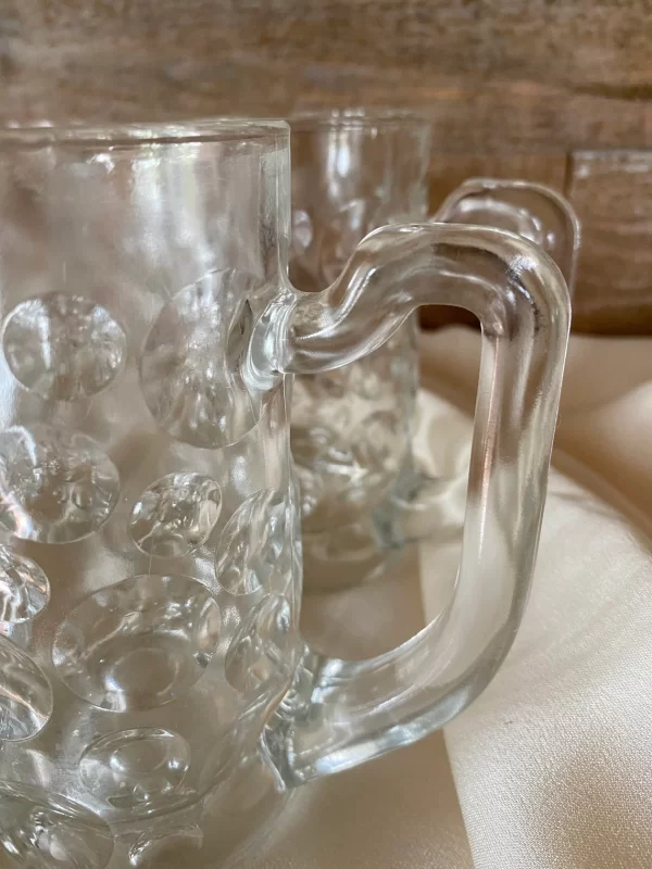 vintage glass beer mugs set of four handle