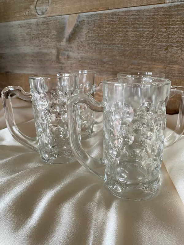 vintage glass beer mugs left side