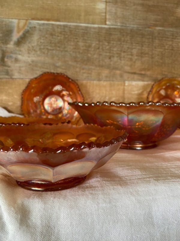 carnival glass grape bowls side